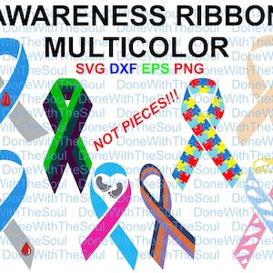 Ribbon cut file - Autism awareness - Puzzle awareness - Autism ribbon - Medullary Sponge Kidney - Awareness diabetes - Awareness ribbon cut