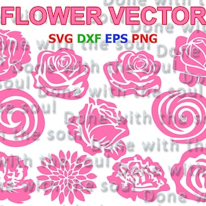 Flower vector - Flower svg - Flower clip art - Floral clipart - Floral cut file - Rose cut files - Peony svg - Chrysanthemum svg - SvgEpsDxf