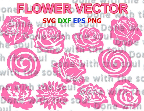 Flower Vector Flower Svg Flower Clip Art Floral Clipart Etsy