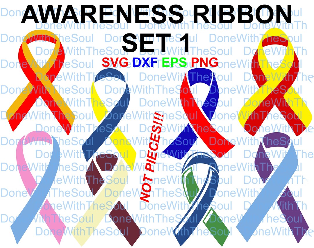 Awareness Ribbon Set 1 - Pink and Blue Ribbon - Ribbon Svg - Awareness ...