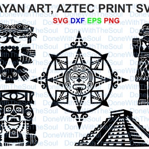 Mayan art - Aztec print svg - Mayan calendar svg - Mayan pyramid - Aztec calendar svg - Aztec svg – T shirt design – Svg files for Cricut