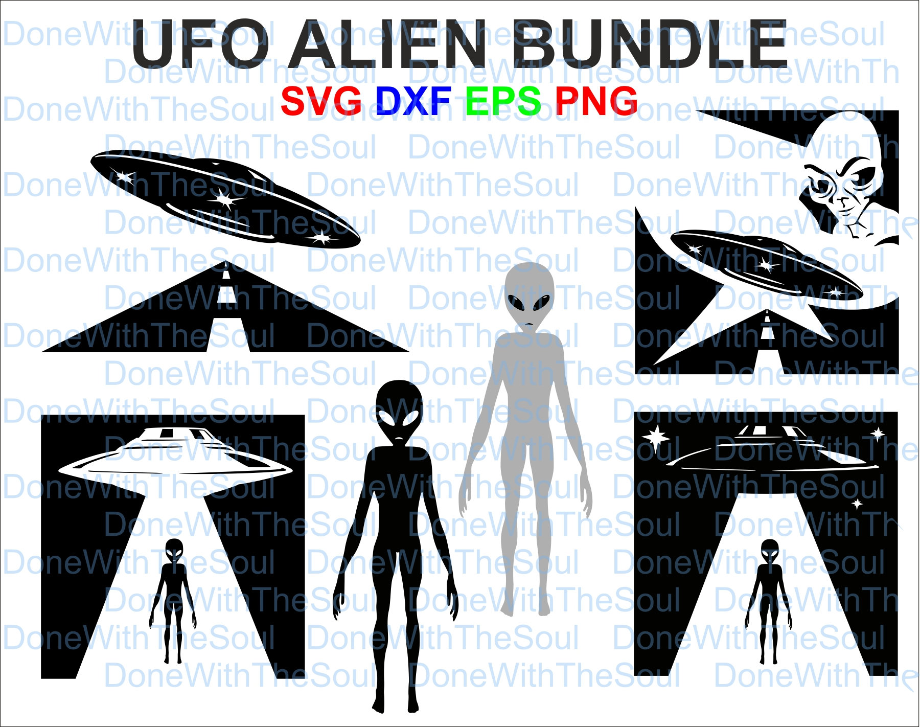 UFO Alien Bundle, UFO Svg, Alien Svg, Alien Ship Svg, Ufo Cut Files ...