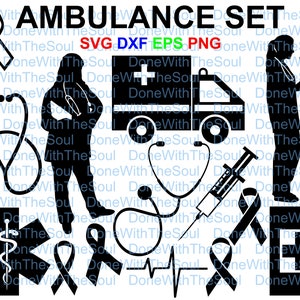 Ambulance Set - Paramedic svg - Hospital svg - Ambulance svg - Doctor SVG - Nurse - Medic vector - Cut file - Svg eps dxf - Instant download