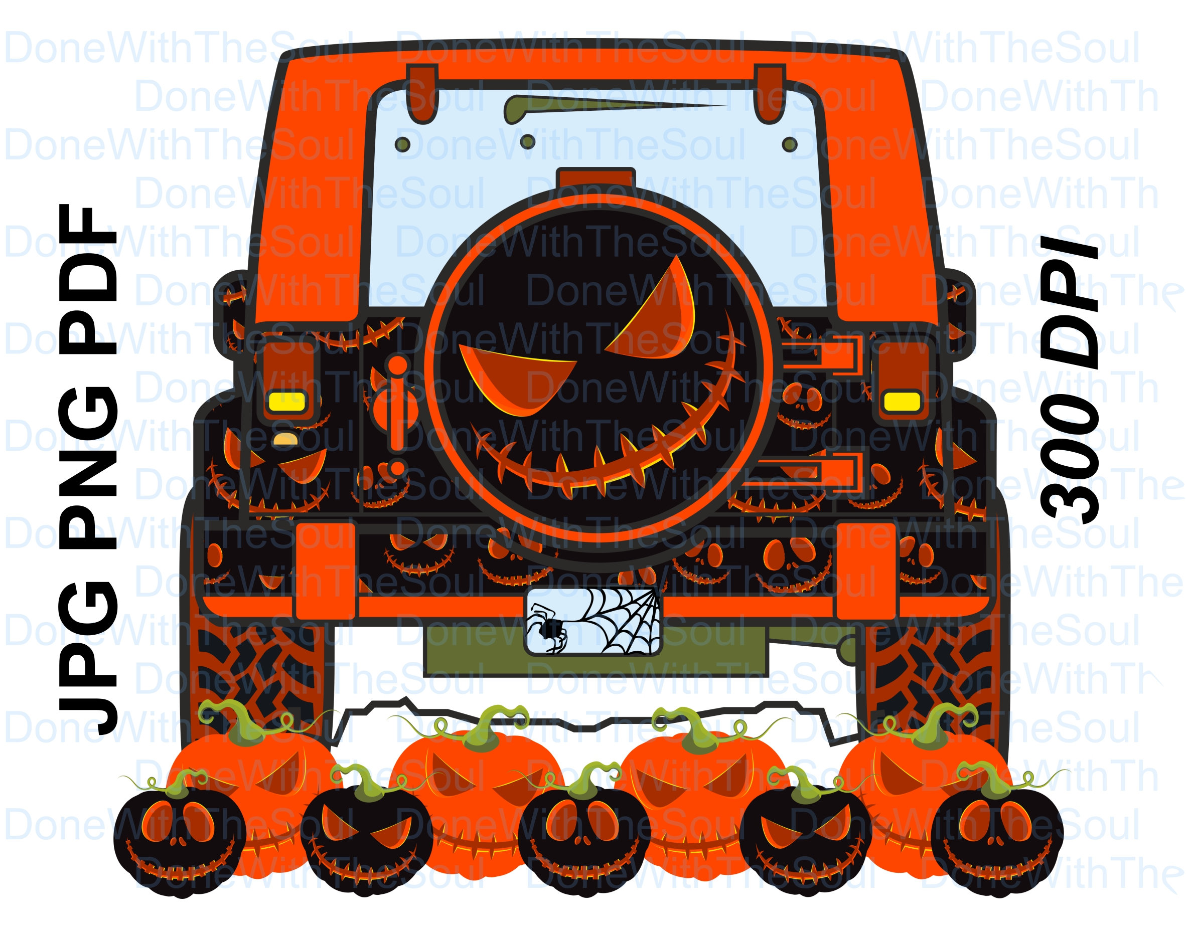 Halloween auto - Halloween clipart - Auto pompoenen - Halloween sublimatie - Sublimatie PNG-bestand - Sublimatie Designs - Instant download