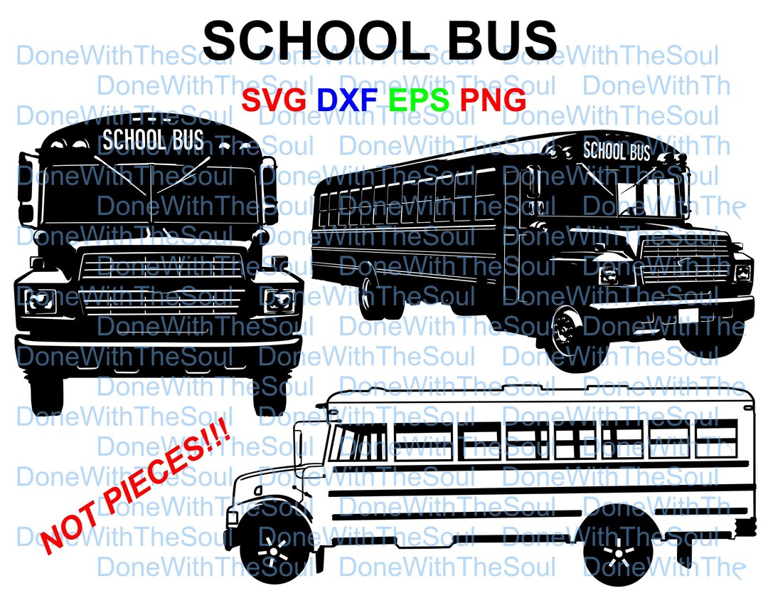 School Bus Svg - Car Vector - Svg Dxf Eps - Cut File - Front - Side ...
