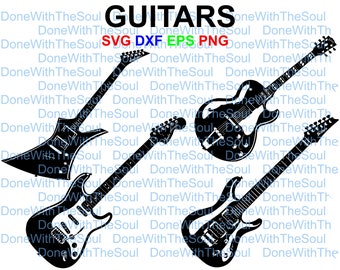 Guitarra eléctrica - Guitarra svg - Vector de guitarra - Archivos de corte de guitarra - Instrumentos musicales - Svg eps dxf - Archivos de corte - Archivos de corte digital