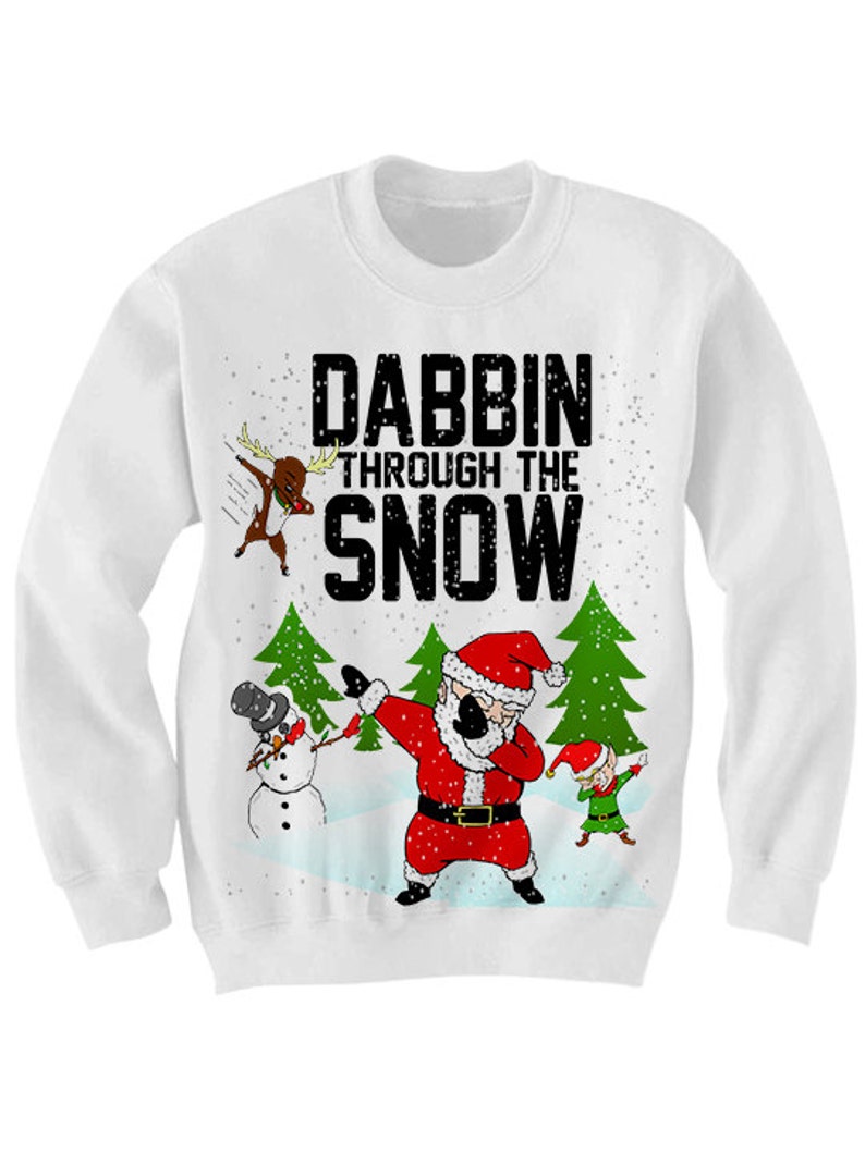 Dabbin Through The Snow Christmas Sweater Ugly Sweaters Ladies image 0