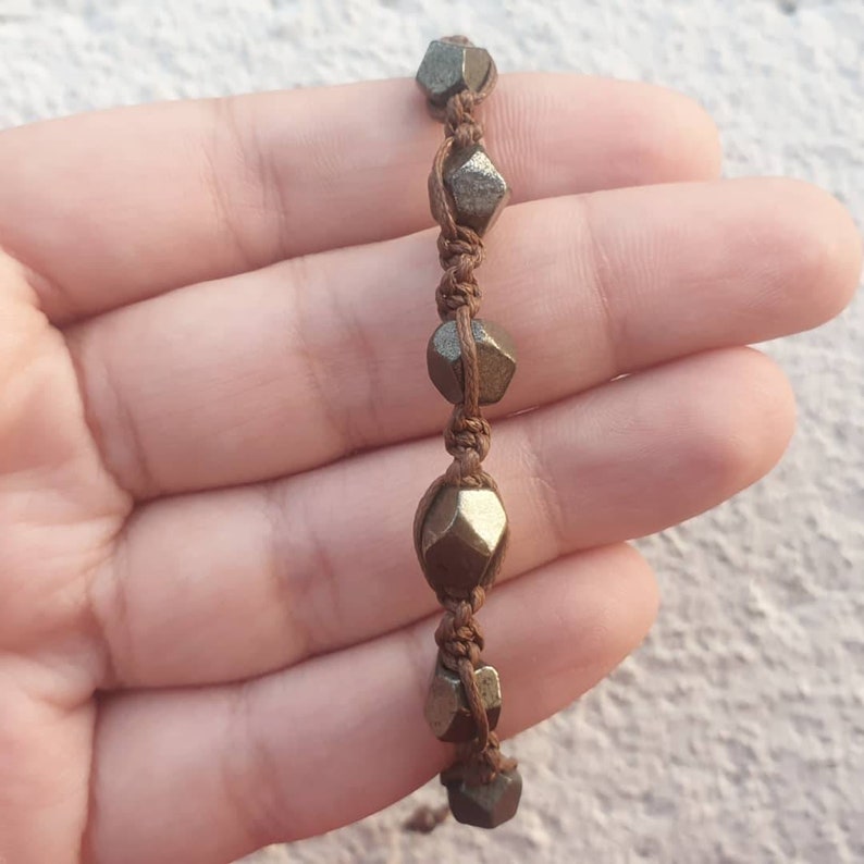 Natural pyrite handmade macrame bracelet