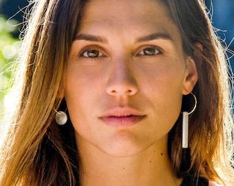 Asymmetrical earrings - MIX - pearly white