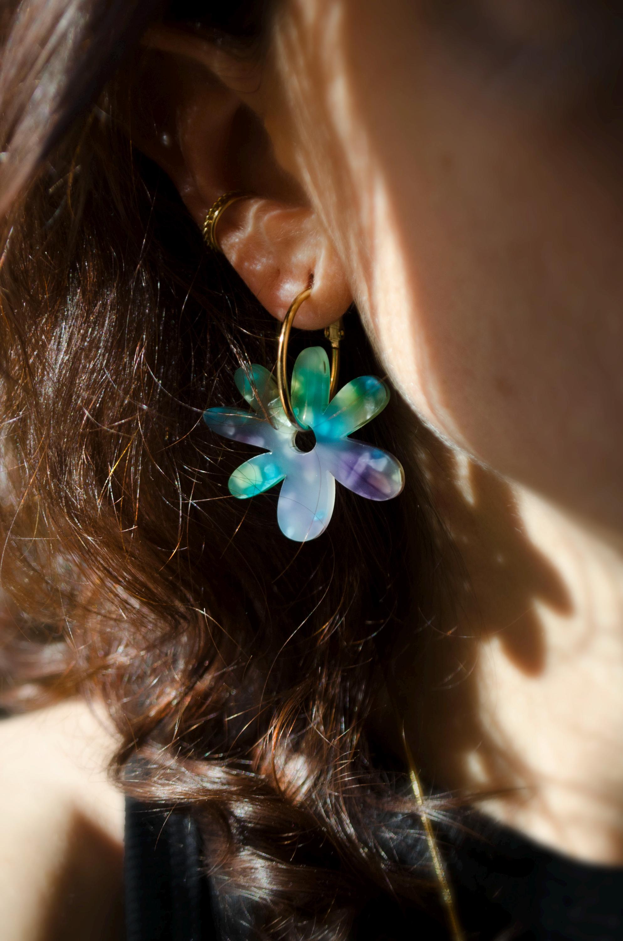 Cazador 2 pièces Boucles d'oreilles fleurs en acier inoxydable Boucles