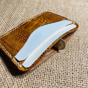 Genuine Ostrich Leather Cardholder, Wallet, Orange, #001