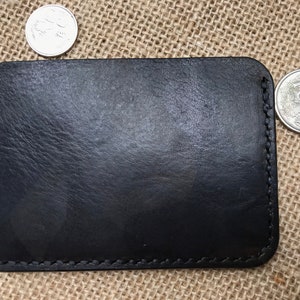 Cuero genuino Slim Line Wallet Card Holder - Estilo militar