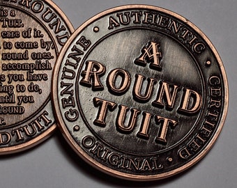 Moneta estremamente rara "A ROUND TUIT". Regalo/Oggetto da collezione/Papà/Nonno/Figlio. Rame antico. 40 mm, 24 g.