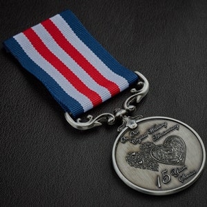 Our 15th Crystal Wedding Anniversary Medal - Long/Distinguished Service and Bravery in the Field. Gift/Present Husband/Wife. 15 Years Silver