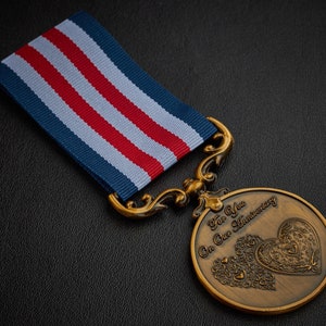 For You On Our Anniversary - Long/Distinguished Service, Bravery in the Field Medal. Gift/Present/Husband/Wife/Partner. Antique Gold