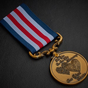 For You On Our First Anniversary - Long/Distinguished Service, Bravery in the Field Medal. Gift/Present/Husband/Wife/Partner. Antique Gold
