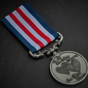 For You On Our First Wedding Anniversary - Long/Distinguished Service, Bravery in the Field Medal. Gift/Present/Husband/Wife. Antique Silver