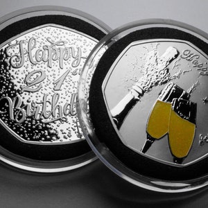 21st Birthday Silver Commemorative in Capsule. Colour/Epoxy/Resin. Son/Daughter/Brother/Sister/Girlfriend. Celebrating 21 Years