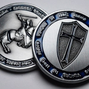 Masonic Knights Templar Antique Nickel Silver Commemorative with Blue Enamel. Capsule. Freemasonry/Masons/Freemasons Lodge/Order