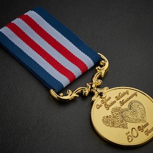 An die 50-jährige goldene Hochzeitsjubiläums-Medaille für langen Dienst und Tapferkeit im Feld. Geschenk 50 Jahre