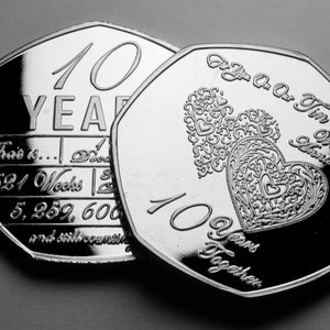 For You On Our 10th TIN WEDDING ANNIVERSARY Silver Commemorative. Gift/Present Husband/Wife/Partner. 10 Years Together.