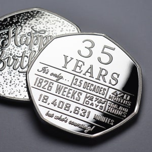 35歳の誕生日シルバー記念品。35歳のお祝い/パーティー/アイデアを祝うギフト/プレゼント息子/娘/お母さん/お父さん