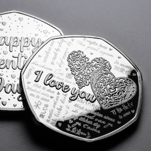 Happy Valentine&#39;s Day &#39;I Love You&#39; Silver Commemorative. Husband/Wife/Girlfriend/Boyfriend/Partner Gift/Present