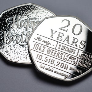 Commémorative du 20e anniversaire en argent. Cadeau/cadeau de félicitations/soirée/idées pour célébrer l'âge de 20 ans et vingt-vingtième fils/fille