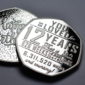 12th Birthday Silver Commemorative. Gift/Present Congratulations/Celebration Celebrating 12 Years Son/Daughter/Grandson Twelve