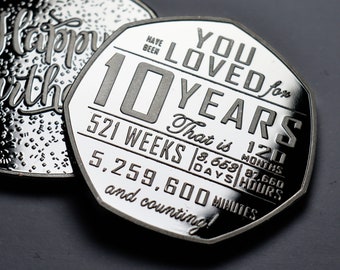 10th Birthday Silver Commemorative. Gift/Present Congratulations/Party/Celebration/Ideas Celebrating 10 Years Son/Daughter/Grandson