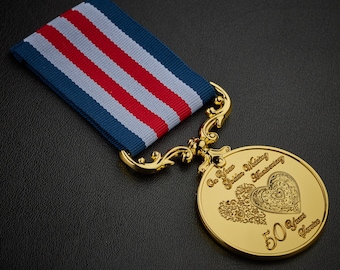 On Your 50th Golden Wedding Anniversary Medal for Long/Distinguished Service and Bravery in the Field. Gift/Present 50 Years