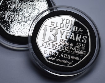 13歳の誕生日の記念品（シルバー）カプセル入り。ギフト/プレゼント お祝い/パーティー/お祝い 13歳のお祝い 息子/娘/孫
