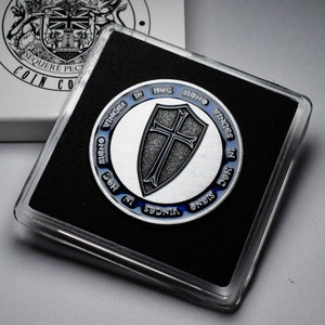 Masonic Knights Templar Antique Nickel Silver Commemorative in Presentation Case. Blue Enamel. Freemasonry/Masons/Freemasons Lodge/Order