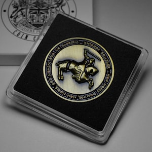 Masonic Knights Templar Antique Gold Commemorative Coin in Presentation Case. Blue Enamel. Freemasonry/Masons/Freemasons Lodge/Order