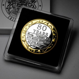 80er Geburtstag Dual Metal Silber & 24 Karat Gold Gedenkfeier im Geschenk- / Präsentations-Etui. Party/Ideen/Geschenk/Geschenk. Mama/Papa/Freund 80 Jahre