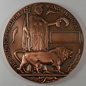 Bronze World War 1 Memorial/Death Plaque &#39;Dead Man&#39;s Penny&#39; WW1 82mm Remembrance