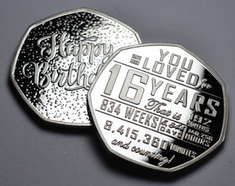 16th Birthday Silver Commemorative. Gift/Present Congratulations/Party/Celebration/Ideas Celebrating 16 Years Son/Daughter/Grandson