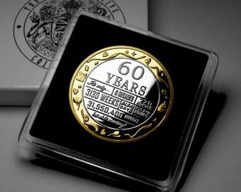 60th Birthday Dual Metal Silver & 24ct Gold Commemorative in Gift/Presentation Case. Party/Ideas/Gift/Present. Mum/Dad/Friend 60 Years