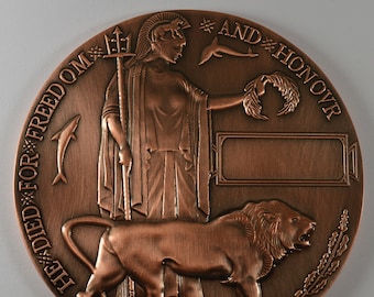 Bronze World War 1 Memorial/Death Plaque 'Dead Man's Penny' WW1 82mm Remembrance