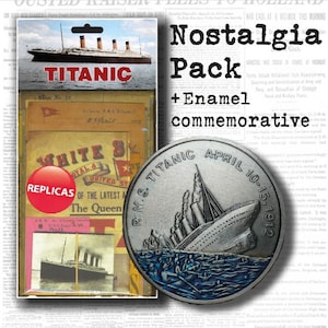 Paquete RMS Titanic Nostalgia y juego de monedas conmemorativas de plata/esmalte. White Star Line, Ocean Liner, 1912 Historia/Documentos/Ephemera