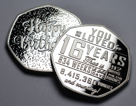 記念メダル 　純銀　誕生日おめでとう 16歳の誕生日 シルバー記念品。16歳のお祝い/プレゼント/パーティー