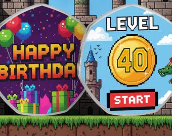 40th Birthday Full Colour Silver Commemorative Coin. 40 Years Gift/Present Retro/Gaming Congrats Celebrating Son/Daughter/Friend/Partner