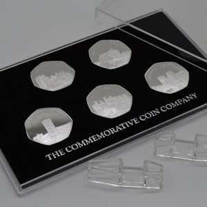 Full Set 2019 Castle Series Commemoratives + Acrylic Glass 50p Presentation/Display Case/Stand
