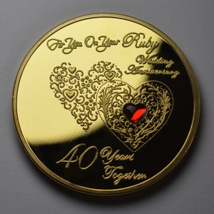 2021 Ruby Wedding Anniversary 50p Commemorative Coin - Gemstone Design Gift/Present