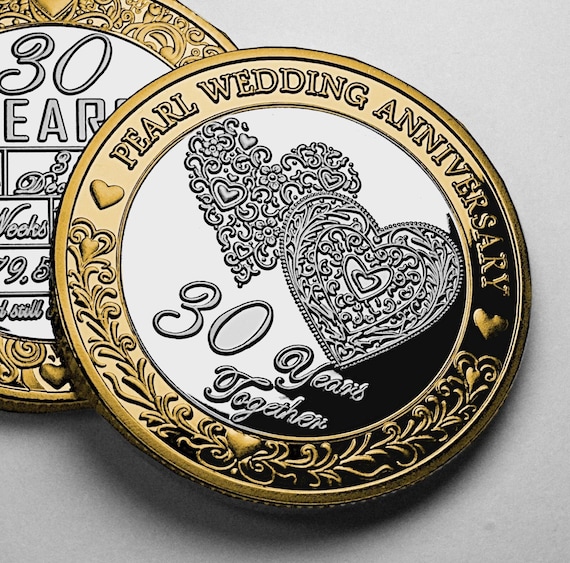 30th Pearl Wedding Anniversary Dual Metal Commemorative Gift