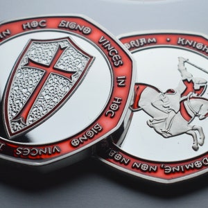 Masonic Knights Templar .999 Silver Commemorative with Red Enamel. Freemasonry/Masons/Freemasons Lodge/Order