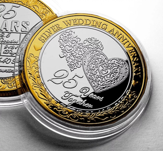 25th Silver Wedding Anniversary Dual Metal Commemorative