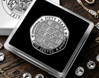 Our 50th GOLDEN WEDDING ANNIVERSARY Silver Commemorative Coin in Gift Case. Partner in Crime! 50 Years Together. Gift/Present Husband/Wife.