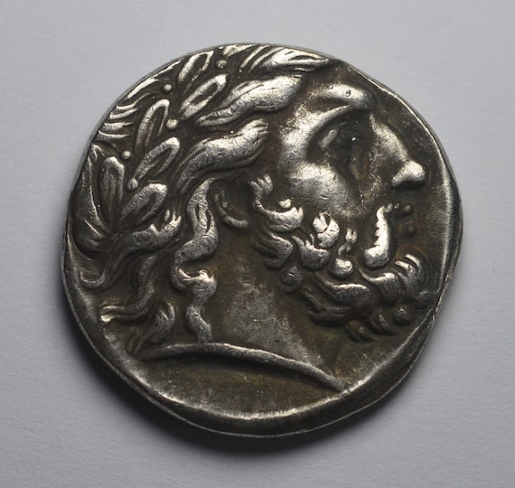 紀元前350年古代ギリシャマケドニア銀テトラドラクマ貨。フィリップ2世