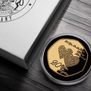 Para ti EN NUESTRO 20.º aniversario de bodas en China. Oro de 24 quilates conmemorativo. Caja de regalo. Regalo/presente/ficha para esposo/esposa/pareja por 20 años juntos.